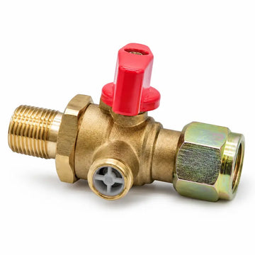 M18 x 1.5 Male to Female Air Control Valve with Exhaust Port, 1/4 Turn Red Handle