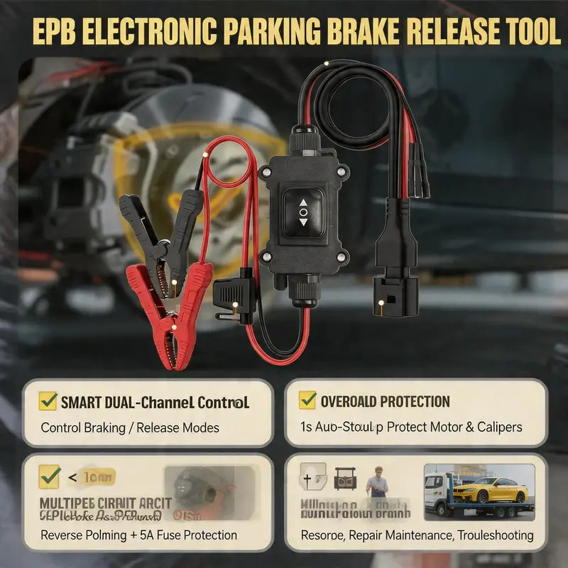 Radiaint Universal EPB Emergency Release Tool for Automotive, Vehicle & Car Repair - 40A Fuse Over-Current Protection, Dual-Channel Forward-Reverse Control for Electronic Parking Brake Release & Reset, Tools, Tools For Mechanics