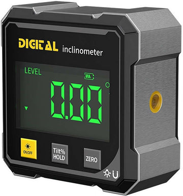 Portable Magnetic Digital Angle Finder, 360° Magnetic Attachment Hardware Tool with Dual Laser Guide, Rechargeable Angle Gauge for Woodworking, Construction