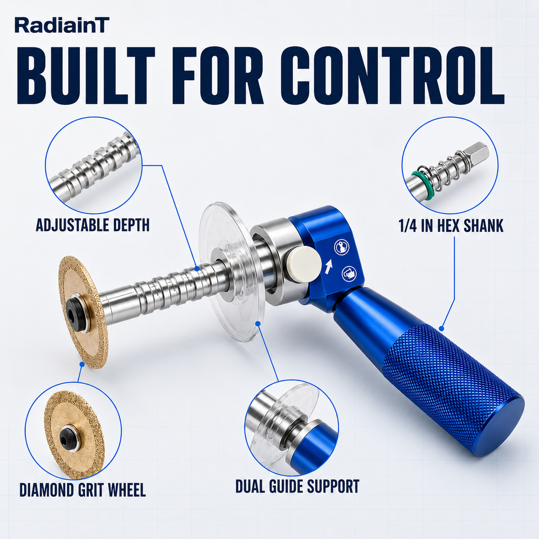 RadiainT 1-1/4" Adjustable PVC Inside Pipe Cutter Drill Attachment with Metal Depth Guide